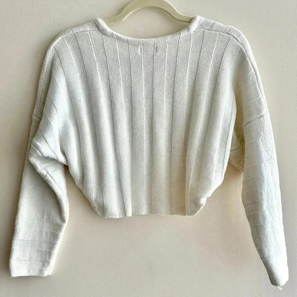Rumor by Anthropologie Extra Cropped Long Sleeve Ribbed Sweater, S/M, Cardigan - Picture 13 of 16